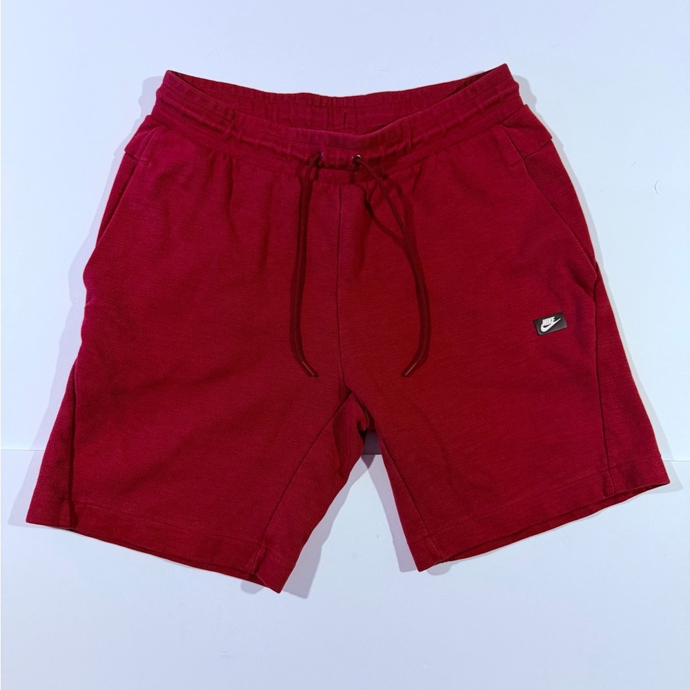 Nike Men's Maroon Athletic Knit Shorts with Drawstring